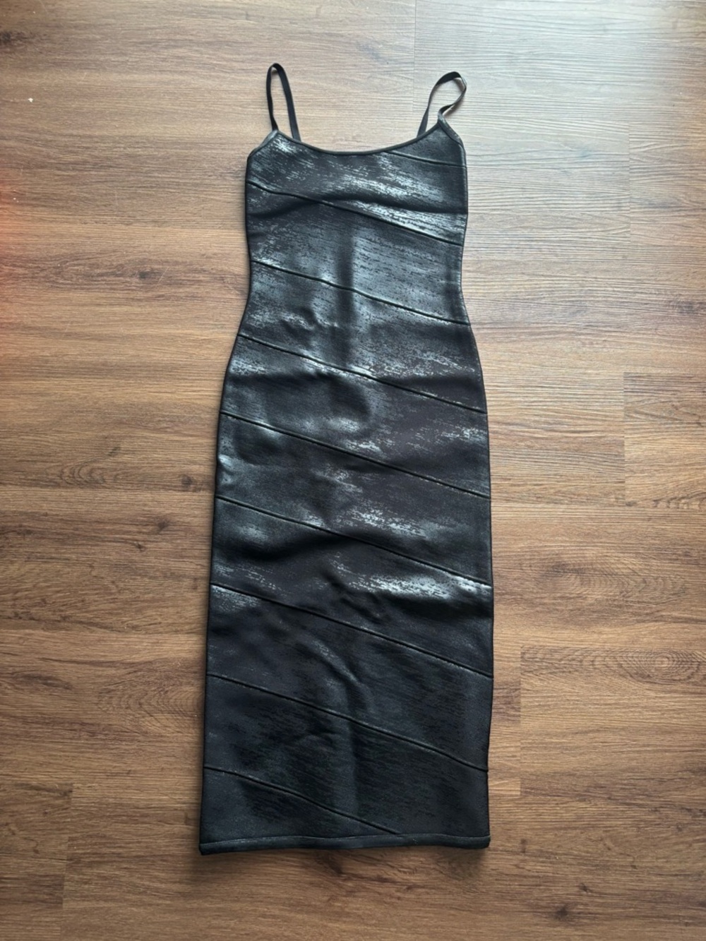 Herve Leger Black Foil Midi Dress